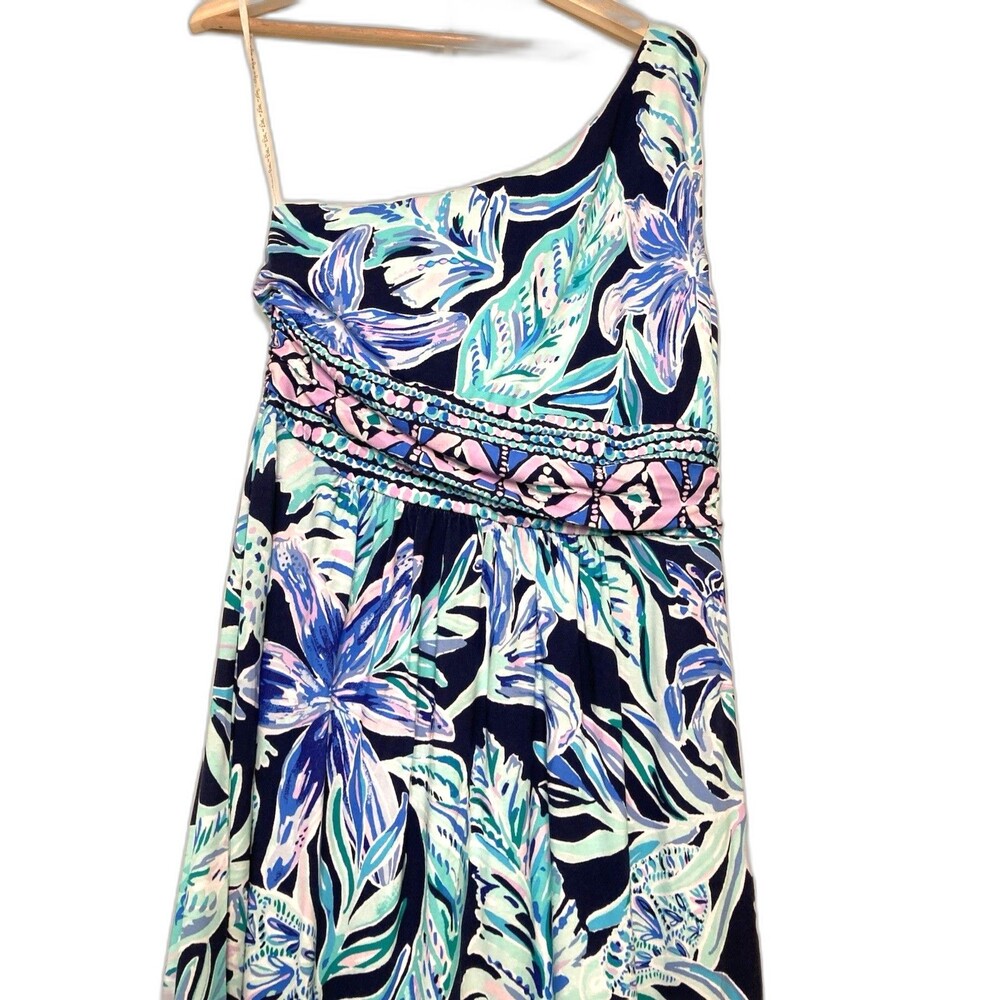 Lilly Pulitzer NWT Malia Maxi Dress High Tide Navy Ready Set Gecko Size Large - Picture 9 of 16